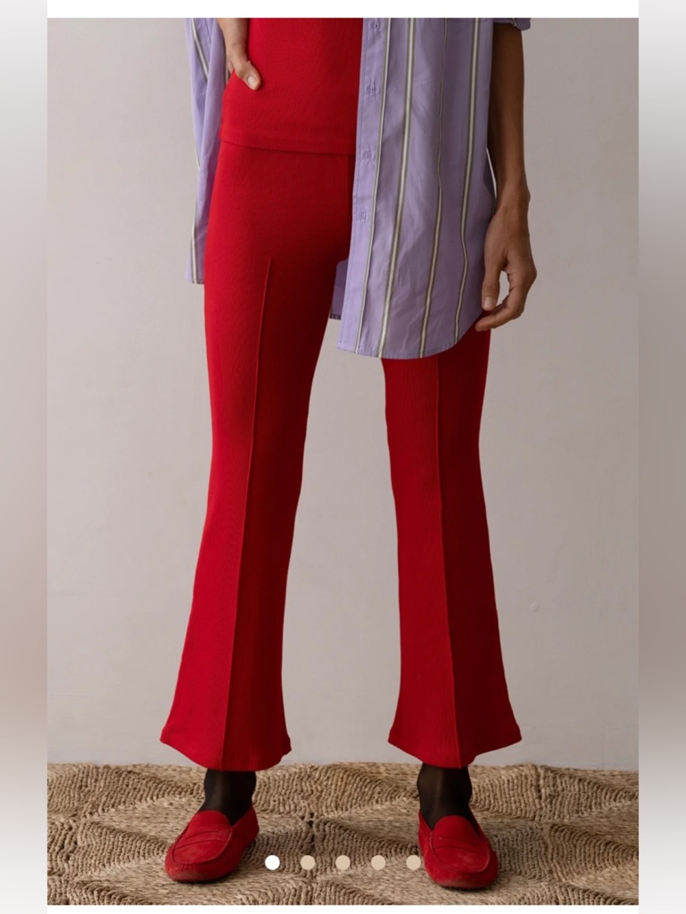 DONNI. | Ribbed Kick Flare Pants - Bell Pepper